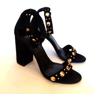 Maje Paris Fariadots black suede leather heeled sandals